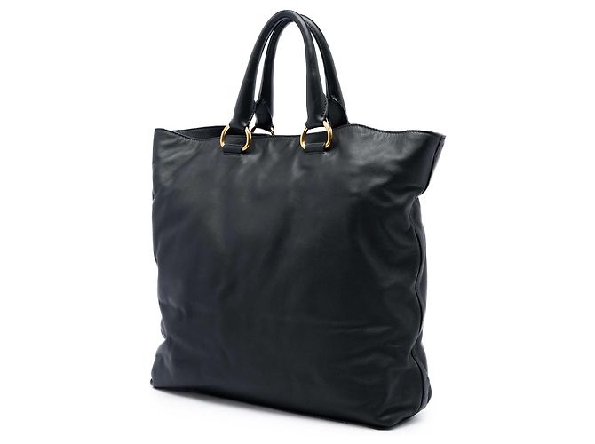 Tote aperta convertibile Prada in vitello spazzolato nero - vista 2