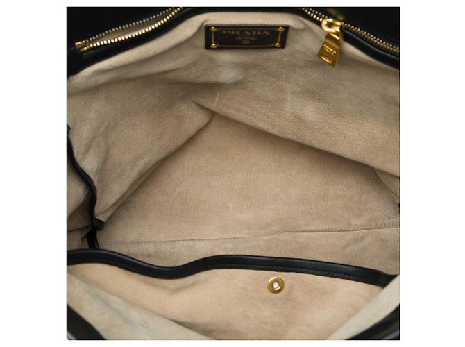 Tote aperta convertibile Prada in vitello spazzolato nero - vista 4