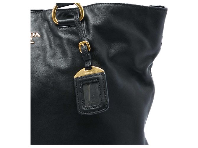 Tote aperta convertibile Prada in vitello spazzolato nero - vista 6