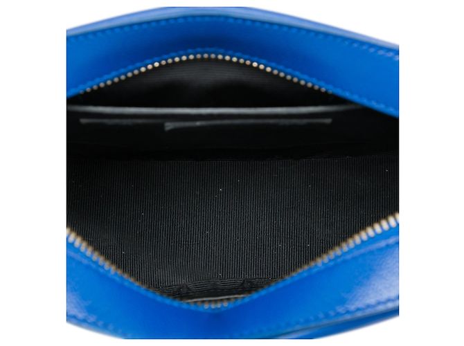 Borsa Camera Classic Monogram Small in pelle Grain De Poudre blu Saint Laurent - vista 4