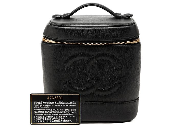 Borsa Vanity Chanel Black CC Caviar Nero - vista 7