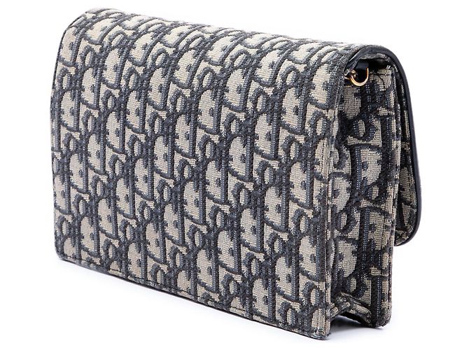 Portafoglio a tracolla Saddle Pouch in tela Oblique blu Dior Blu navy - vista 2