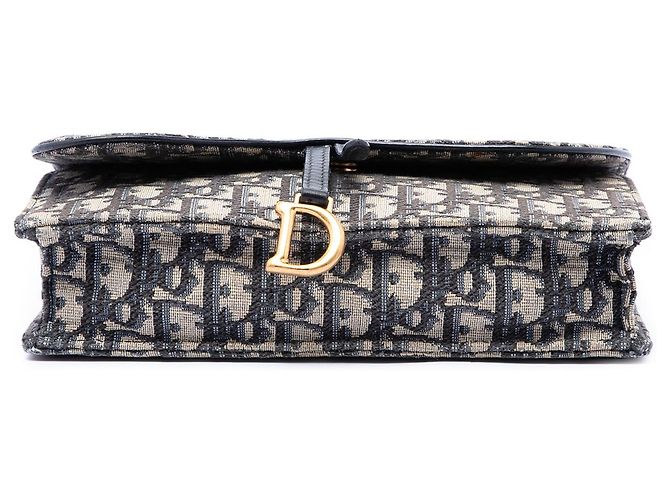 Portafoglio a tracolla Saddle Pouch in tela Oblique blu Dior Blu navy - vista 3