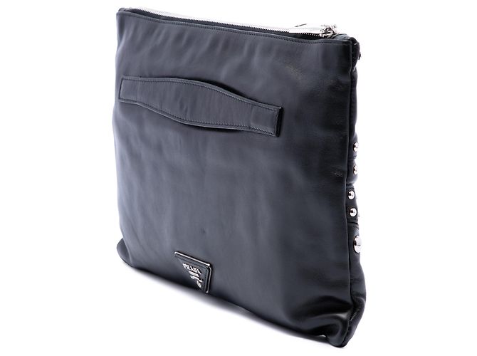 Clutch Prada in pelle di vitello borchiata nera Nero - vista 2