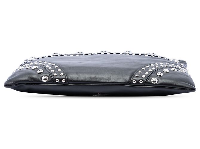Clutch Prada in pelle di vitello borchiata nera Nero - vista 3
