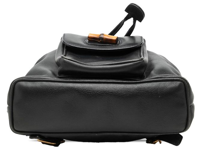 Bamboo Zaino Gucci in pelle di vitello nera con coulisse e bambù Nero - vista 3