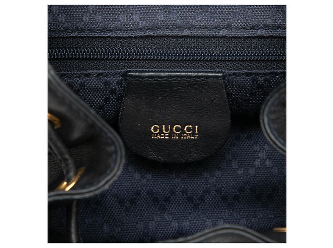 Bamboo Zaino Gucci in pelle di vitello nera con coulisse e bambù Nero - vista 5