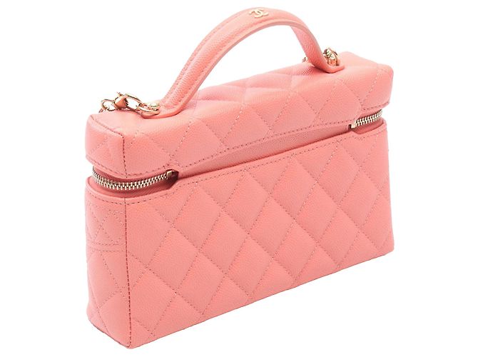 Beauty Case Chanel Pink CC Quilted Caviar Vanity Case Rosa - vista 2
