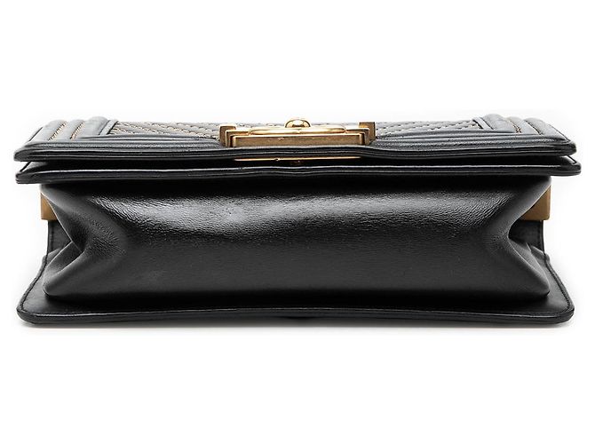 Chanel Black Small Chevron Lambskin Stitched Boy Flap Nero - vista 3