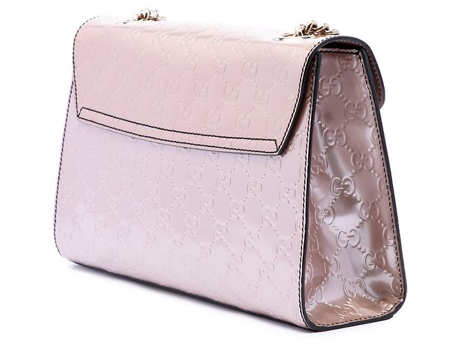 Bolso de hombro Gucci Emily Medium Guccissima de charol rosa Dorado - vista 2