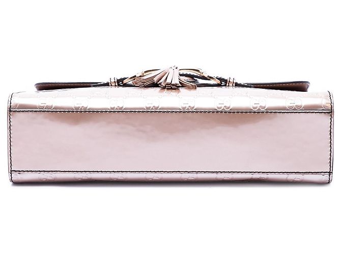 Bolso de hombro Gucci Emily Medium Guccissima de charol rosa Dorado - vista 3