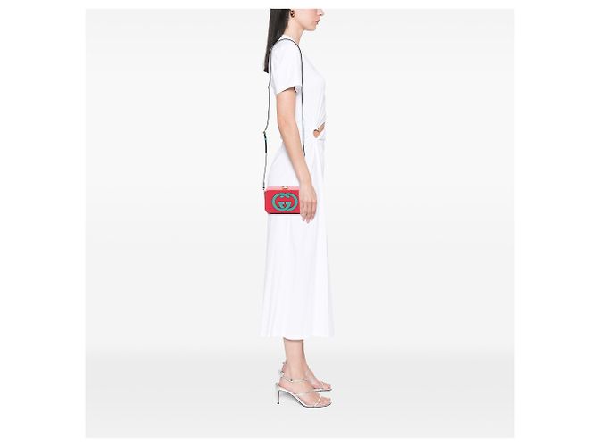 Bolso bandolera Gucci de piel de becerro roja con G entrelazadas - vista 6