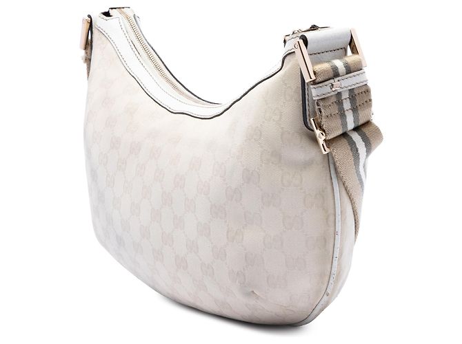 Bolsa Tiracolo Gucci em Lona GG Bege com Web - vista 2