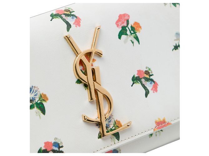 Bolsa Tiracolo Kate Saint Laurent em couro de bezerro liso branco com monograma estampado Prairie Flower Mini - vista 5