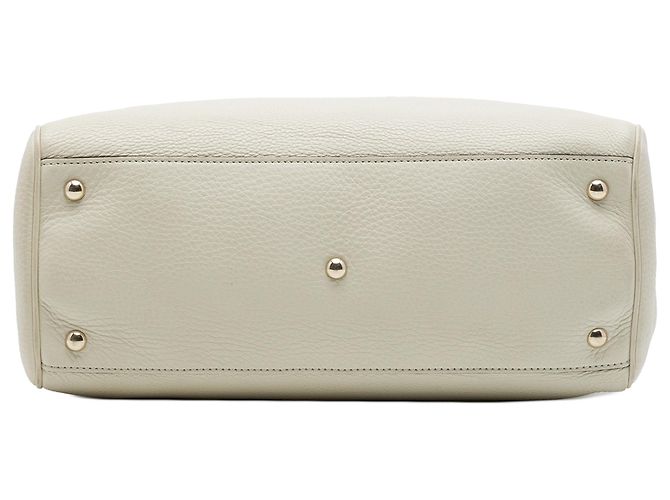 Bamboo Bolsa Gucci Shopper em couro de bezerro branco tamanho Medium com alça de bambu Cru - vista 3