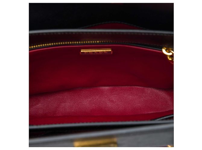 Borsa Prada Black Bicolor Saffiano con doppia chiusura a rotazione - vista 4