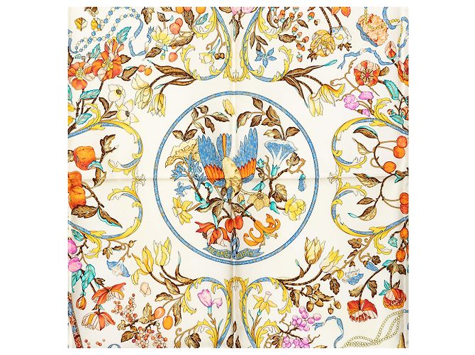 Foulard di seta Hermès White Pierres d Orient et d Occident 90 Bianco Crudo - vista 6