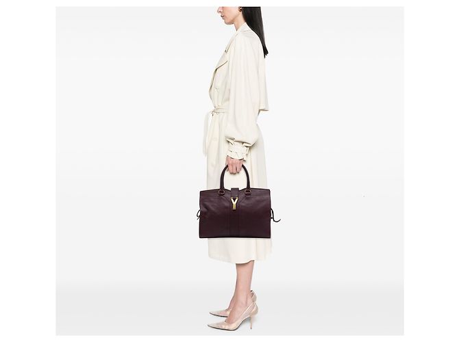 Borsa Saint Laurent Cabas Chyc in pelle rossa Medium Rosso Bordò - vista 6