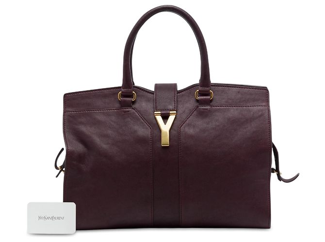 Borsa Saint Laurent Cabas Chyc in pelle rossa Medium Rosso Bordò - vista 7
