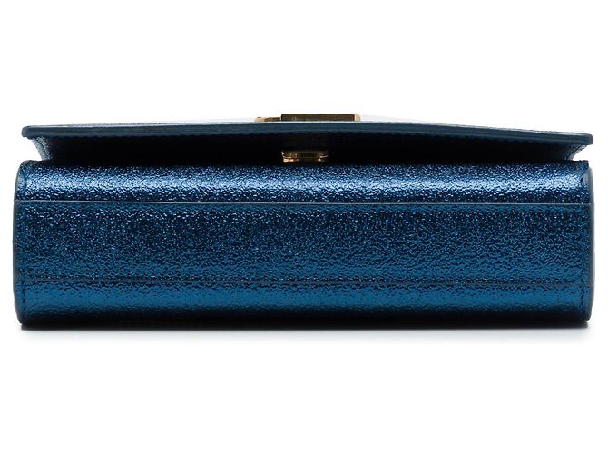 Saint Laurent Blue Small Metallic Calfskin Classic Monogram Kate Crossbody - vista 3