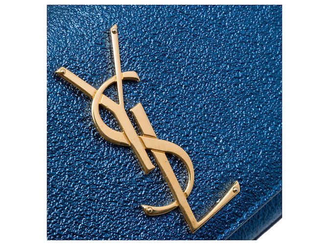 Saint Laurent Blue Small Metallic Calfskin Classic Monogram Kate Crossbody - vista 5