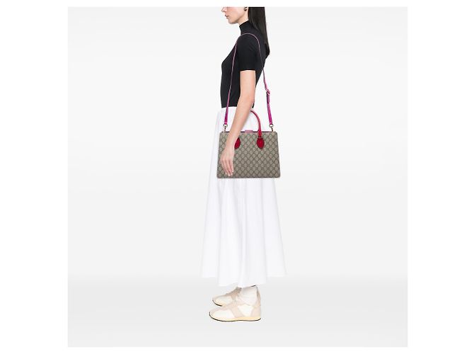 Gucci Beige GG Supreme Convertible Top Handle Bag - Ansicht 5