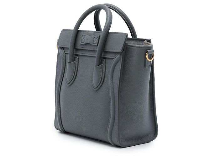 Céline Celine Nano Luggage Tote em couro de bezerro granulado cinza - vista 2