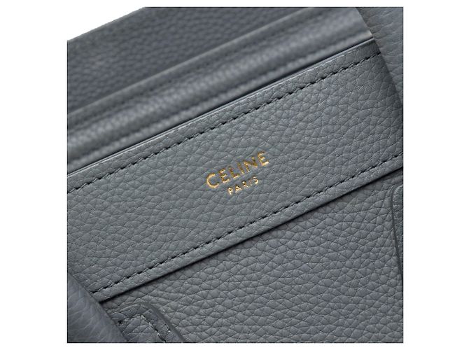 Céline Celine Nano Luggage Tote em couro de bezerro granulado cinza - vista 5