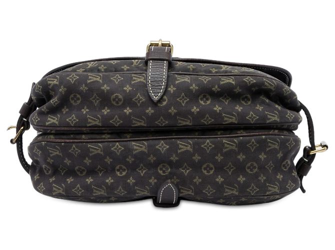 Louis Vuitton Brown Monogram Mini Lin Saumur 30 Marrone Marrone scuro - vista 3
