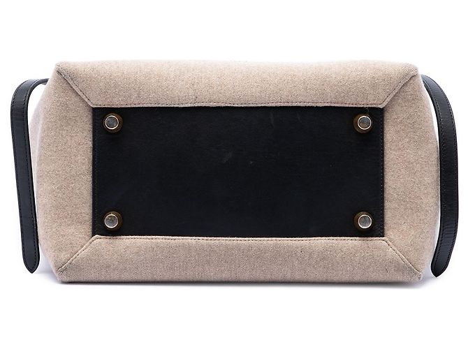 Céline Bolsa Satchel Mini Celine em feltro e couro de bezerro Beige com cinto Bege - vista 3