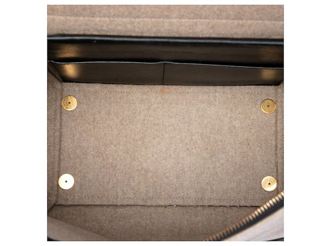 Céline Bolsa Satchel Mini Celine em feltro e couro de bezerro Beige com cinto Bege - vista 4