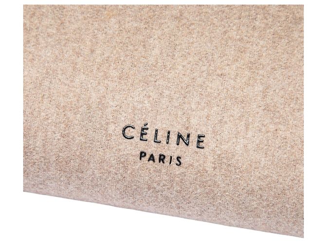 Céline Bolsa Satchel Mini Celine em feltro e couro de bezerro Beige com cinto Bege - vista 5