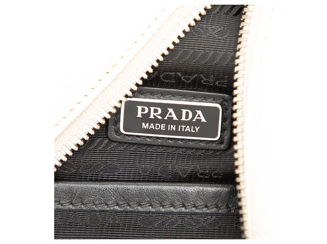 Borsa Sling Prada in pelle Vitello Daino bianca con logo impresso Bianco - vista 5