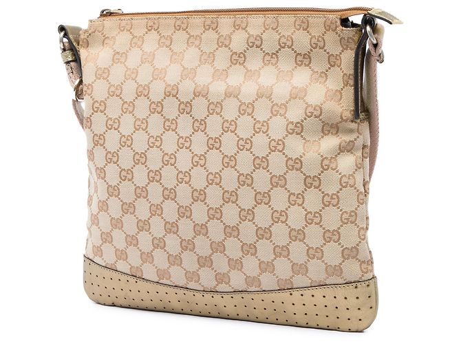 Borsa a tracolla Gucci in tela GG beige con Web - vista 2