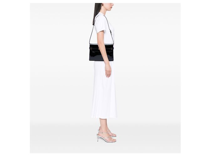 Borsa a tracolla Manhattan Medium in vernice nera Saint Laurent Nero - vista 6
