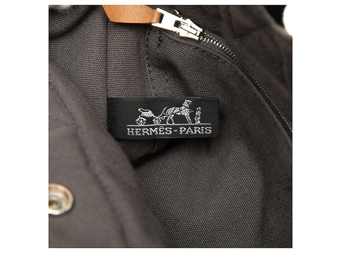 Hermès Gray Canvas Fourre Tout PM Castaño Gris antracita - vista 5