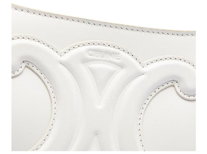 Céline Borsa a tracolla Celine Cuir Triomphe in pelle di vitello liscia bianca Bianco - vista 5