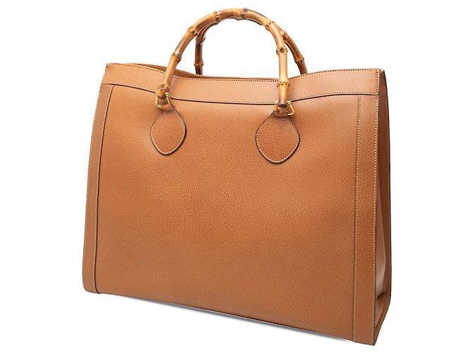 Bamboo Tote Gucci em couro de bezerro marrom com bambu - vue 2