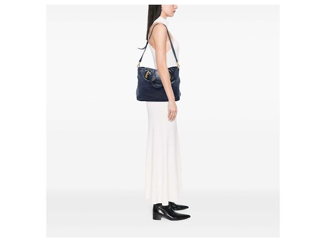 Shopping Tote Convertibile Aperta Prada in Pelle di Vitello Morbida Blu Blu navy - vista 5