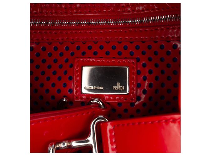 Borsa Fendi Etniko Du Jour in vernice traforata rossa Rosso - vista 5