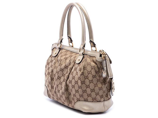 Borsa Gucci Beige GG Canvas Sukey - vista 2