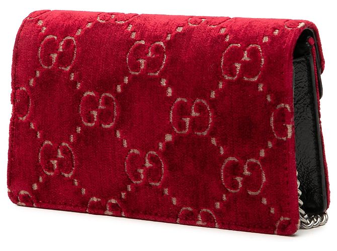 Gucci Mini Dionysus Crossbody in velluto rosso GG - vista 2