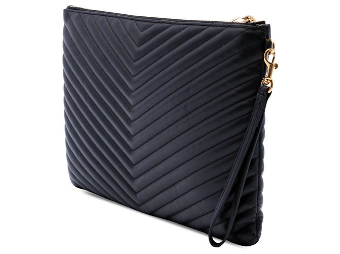 Portadocumenti Cassandre Saint Laurent in pelle di vitello chevron nera Nero - vista 2