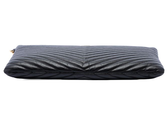 Portadocumenti Cassandre Saint Laurent in pelle di vitello chevron nera Nero - vista 3