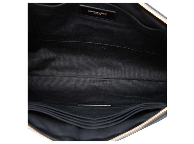 Portadocumenti Cassandre Saint Laurent in pelle di vitello chevron nera Nero - vista 4
