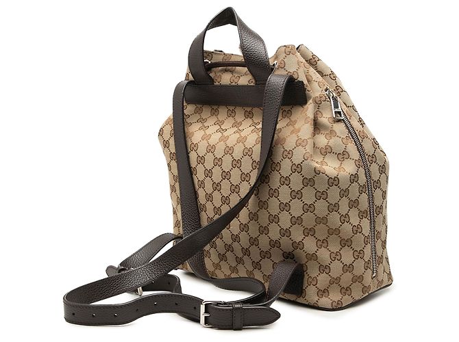 Gucci Beige GG Canvas Drawstring Backpack - view 2