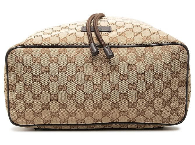 Gucci Beige GG Canvas Drawstring Backpack - view 3
