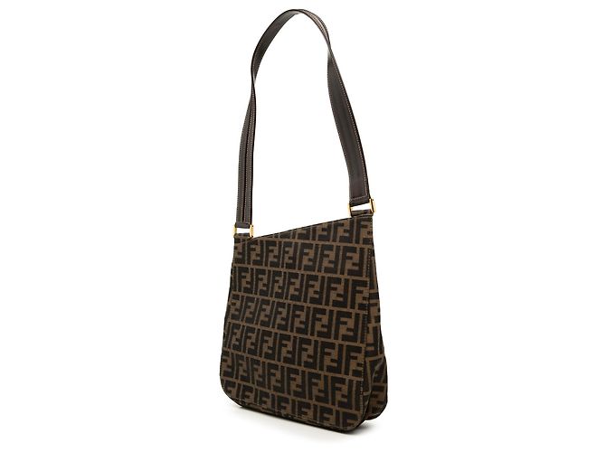 Borsa a tracolla Fendi in tela Zucca marrone - vista 2