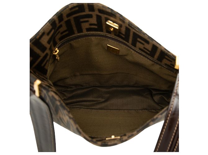 Borsa a tracolla Fendi in tela Zucca marrone - vista 4