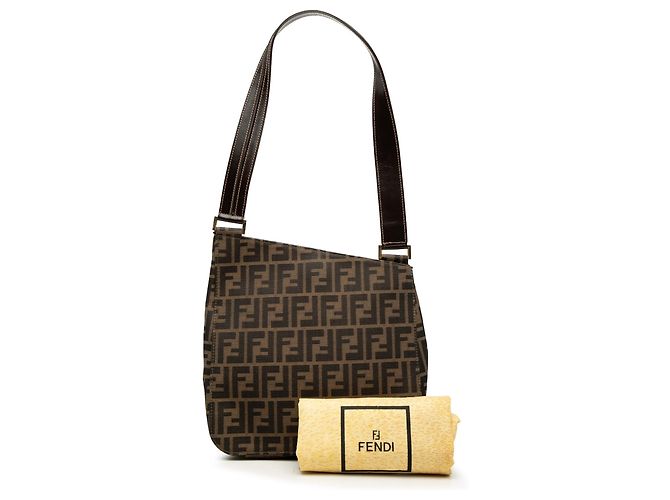Borsa a tracolla Fendi in tela Zucca marrone - vista 7